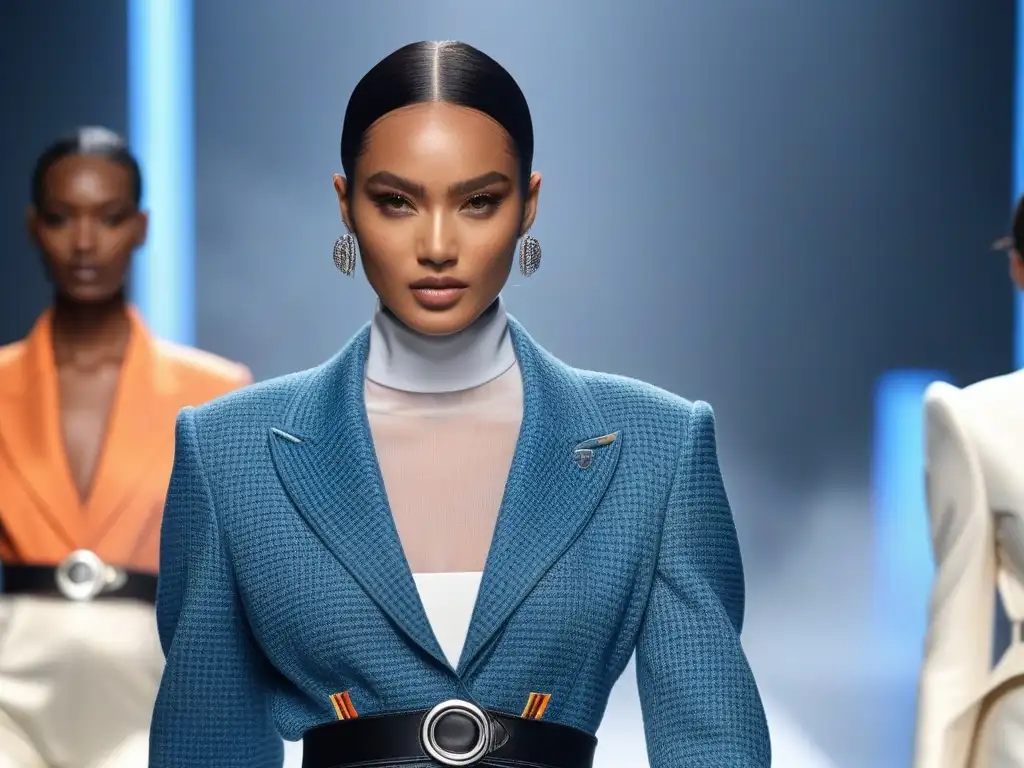 Desfile de moda inclusiva: diversidad y estilo en pasarela futurista Desfile de moda adaptativa global inclusiva diversa en pasarela futurista