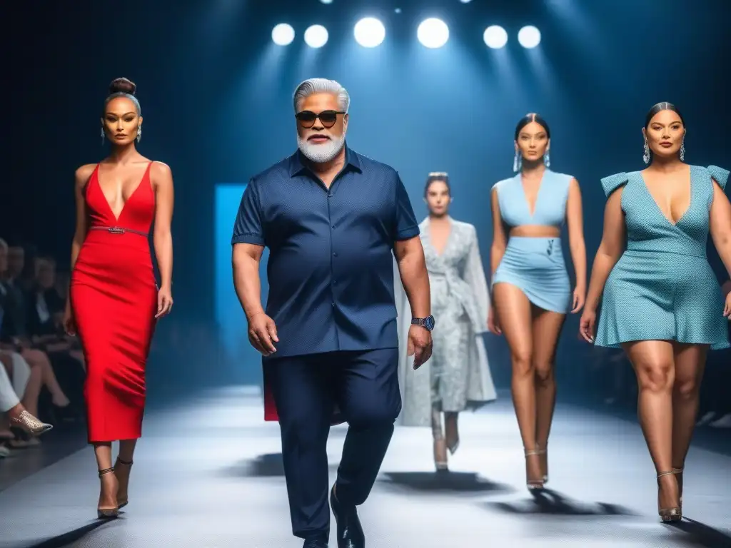 Desfile de moda inclusivo y diverso: modelos confiados en la pasarela Desfile de moda adaptativa inclusiva y atractiva con modelos de diversas edades, tipos de cuerpo y habilidades caminando con confianza por una pasarela moderna y elegante