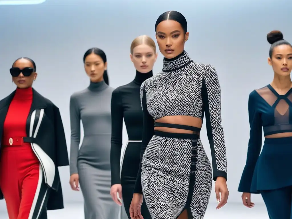 Desfile de moda inclusiva: modelos empoderadas en pasarela futurista Desfile de moda adaptativa inclusiva para todos con modelos diversos exhibiendo diseños innovadores en una pasarela futurista