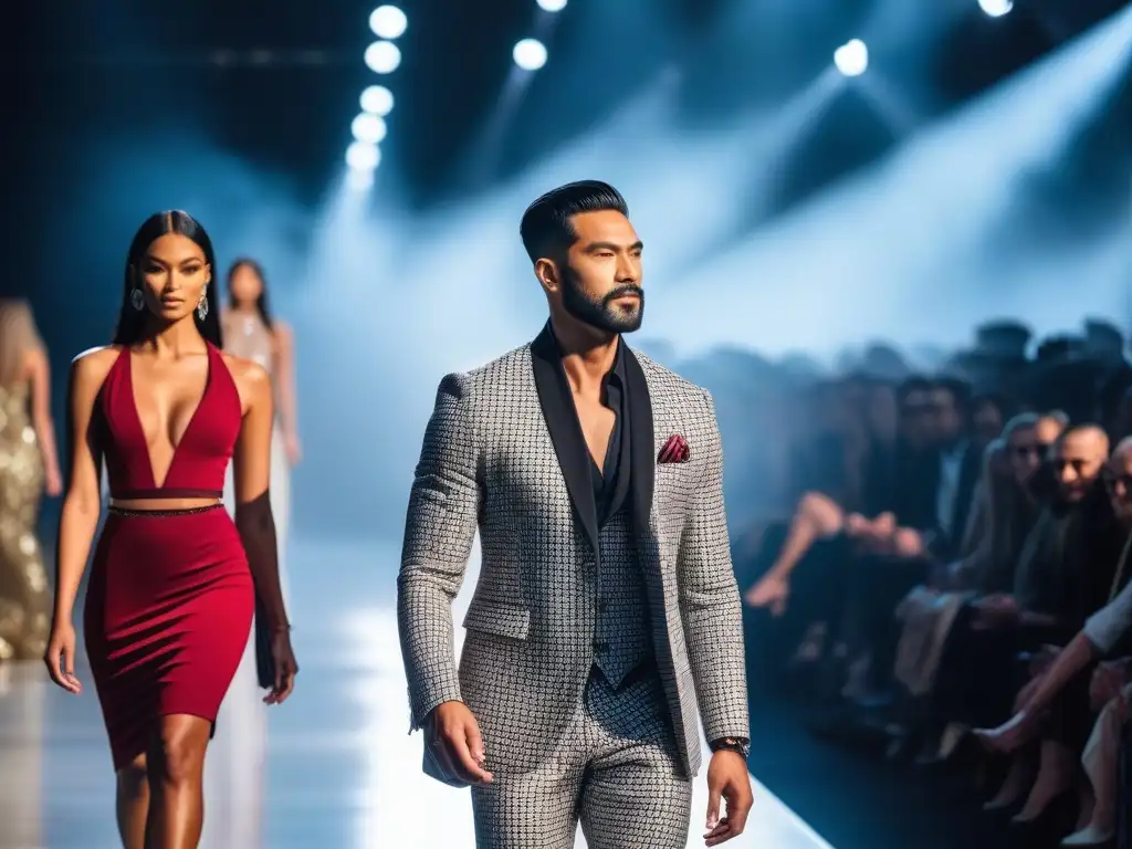 Desfile de moda inclusivo y empoderador con modelos diversos Desfile de moda adaptativa inclusiva y diversa con modelos de diferentes edades y habilidades caminando con confianza por una pasarela, iluminados por luces brillantes