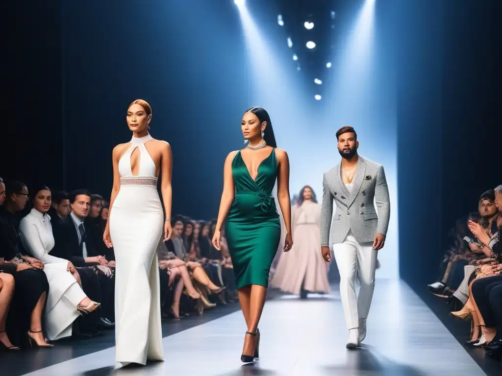 Desfile de moda adaptativa inclusiva diversidad con modelos desfilando con confianza en la pasarela