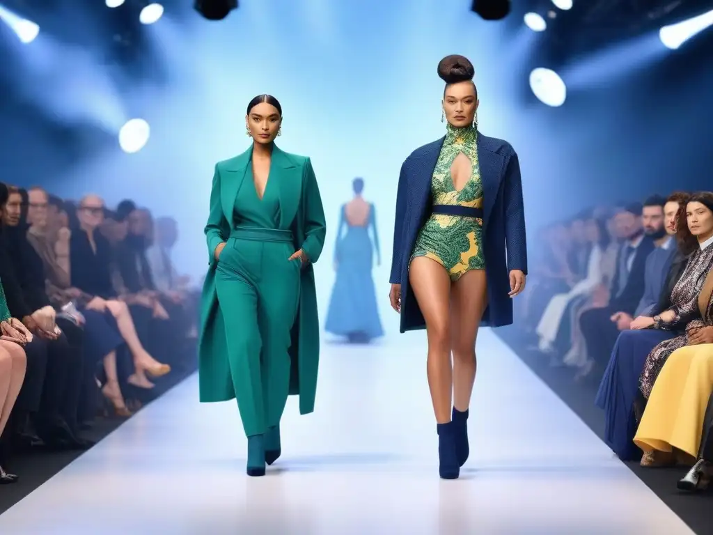 Desfile de moda inclusivo: diversidad y estilo adaptativo Desfile de moda adaptativa inclusiva internacional con modelos diversos y modernos caminando confiados por la pasarela