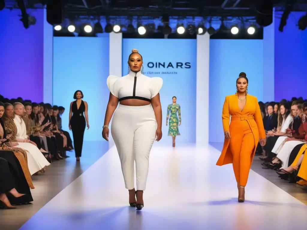 Desfile inclusivo: moda adaptativa para todos Desfile de moda adaptativa inclusiva y diversa con modelos de distintas etnias, cuerpos y habilidades, luciendo diseños vanguardistas