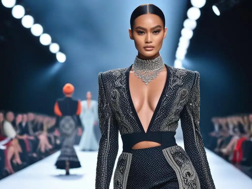 Desfile de moda inclusivo con modelos de alta costura para personas altas Desfile de moda alta costura tallas altas con modelos diversos empoderados en la pasarela