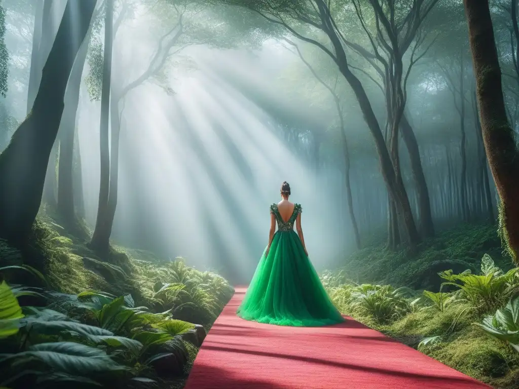 Desfile eco-friendly: moda sostenible en la naturaleza Desfile de moda ecoconsciente en armonía con la naturaleza para combatir el cambio climático