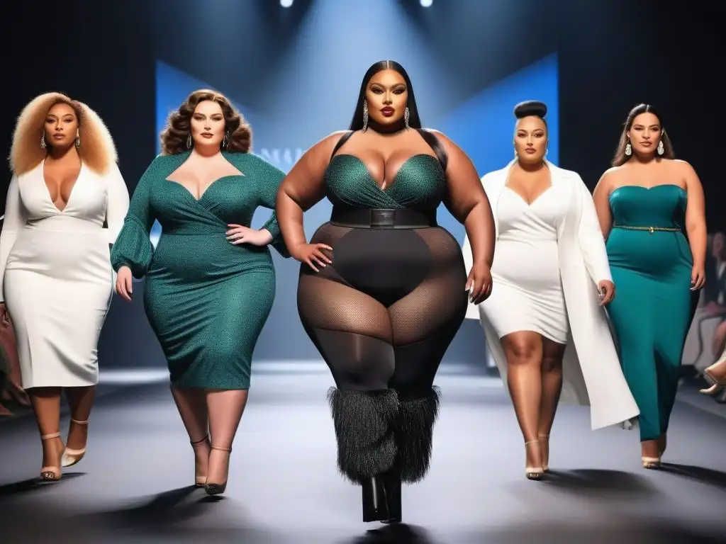Desfile de moda plussize: belleza y estilo diverso en la pasarela Desfile de moda plus size redefiniendo belleza con modelos seguras y estilosas en la pasarela