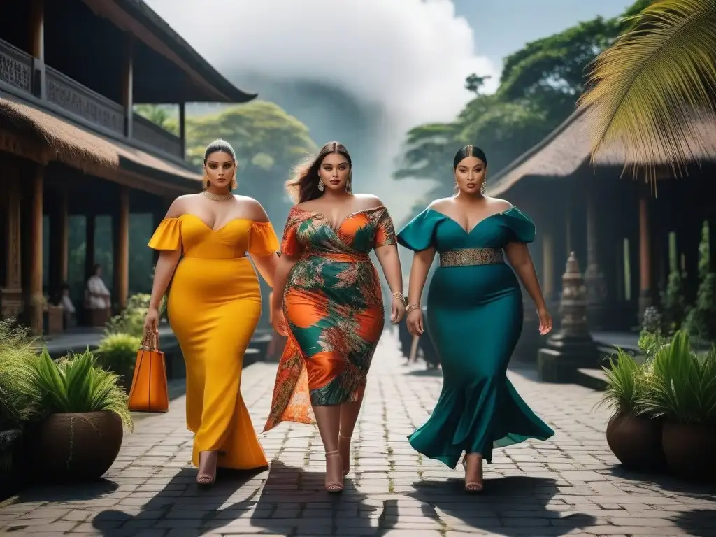 Pasarela empoderada: moda plussize en Bali Un desfile de moda y belleza para tallas plus en Bali, con modelos empoderadas y estilosas