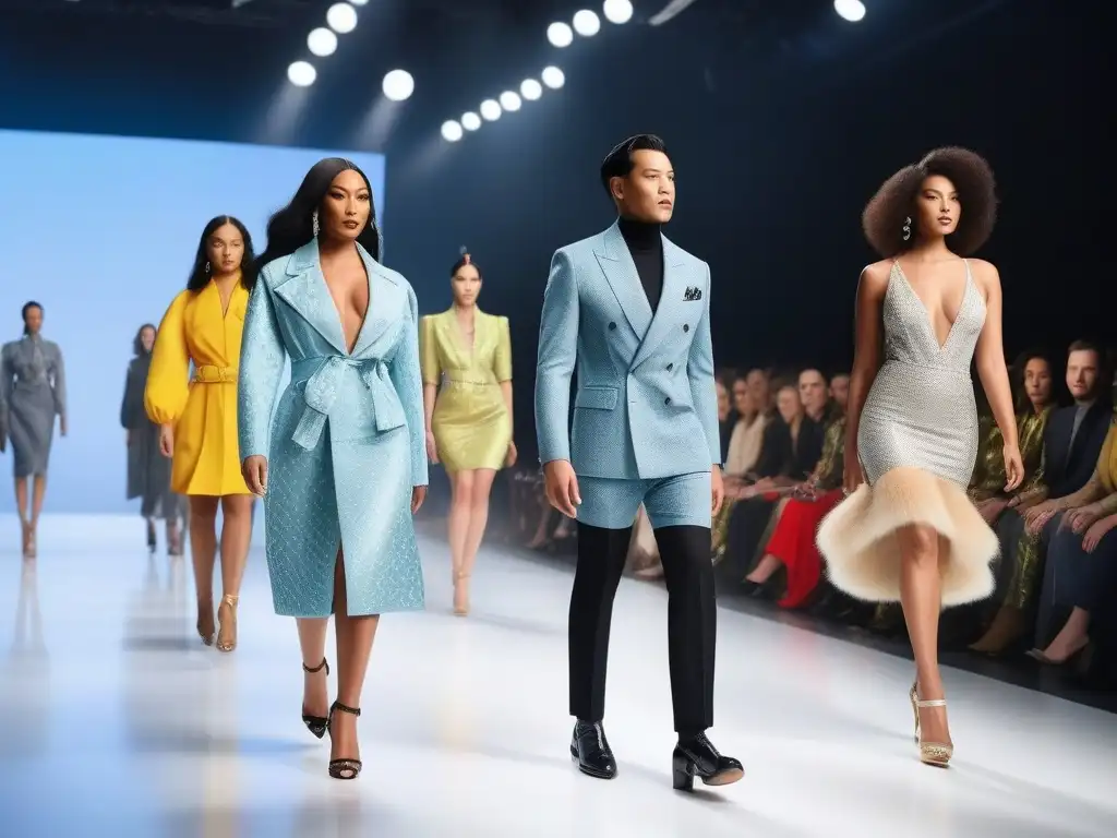 Desfile de moda inclusivo con modelos diversos y estilo único Desfile de moda diversa con marcas inclusivas en la pasarela