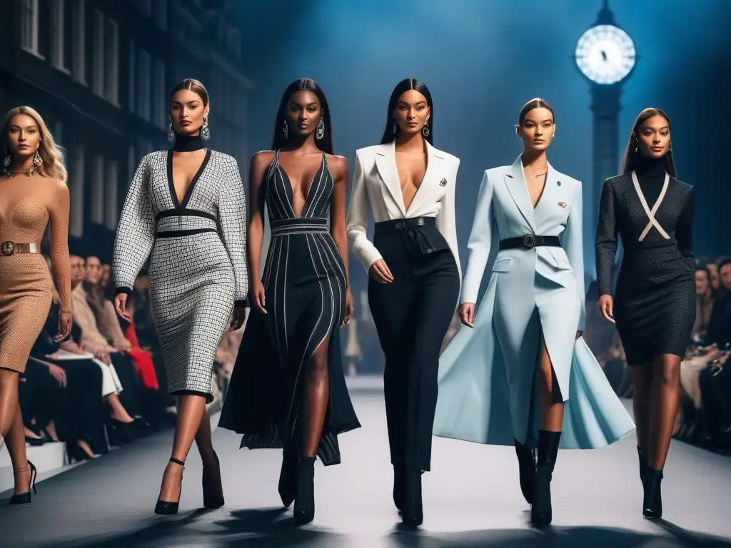 Desfile de moda diverso en Londres: empoderamiento y estilo variedad Desfile de moda diversa en Londres con modelos empoderadas, mostrando individualidad y estilo propio frente a emblemáticos lugares de la ciudad