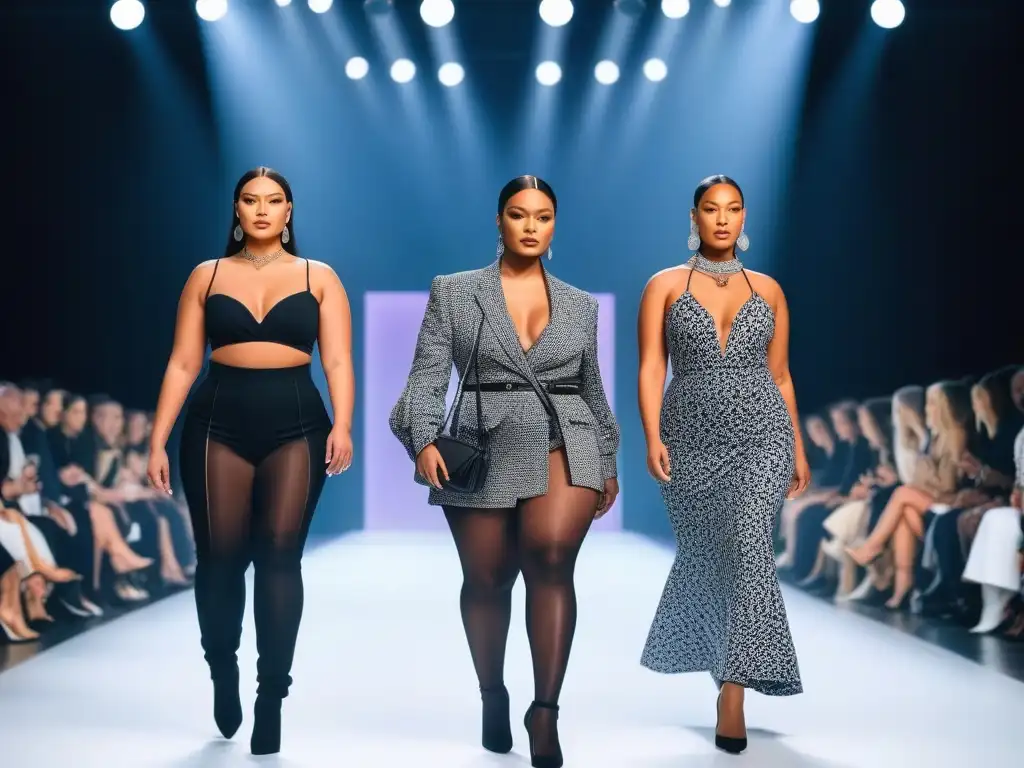 Desfile de moda inclusivo: diversidad y estilo en la pasarela Desfile de moda diversa con modelos de distintas etnias, cuerpos y habilidades, mostrando la importancia de la inclusión en la moda diversa