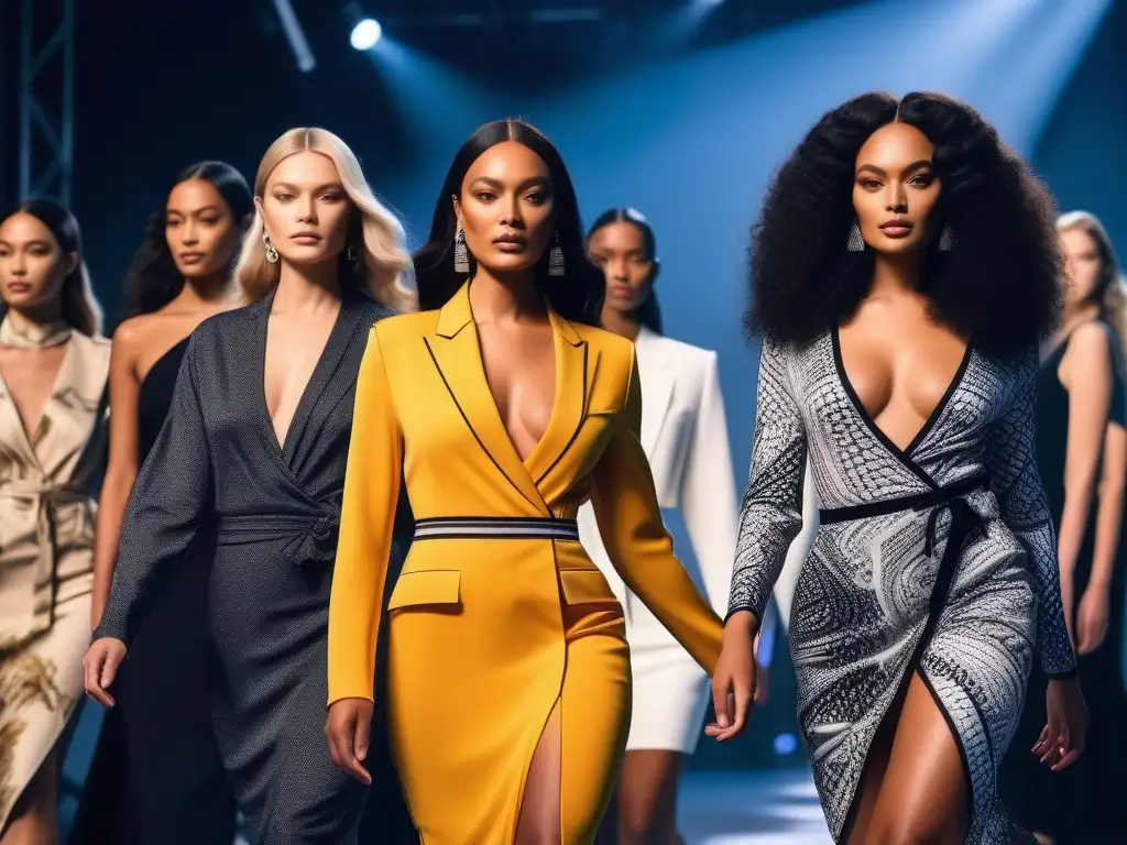 Desfile de moda diverso y empoderado con vestidos icónicos de DVF Desfile de moda diversa con modelos de diferentes etnias y tipos de cuerpo, mostrando inclusión en la moda diversa