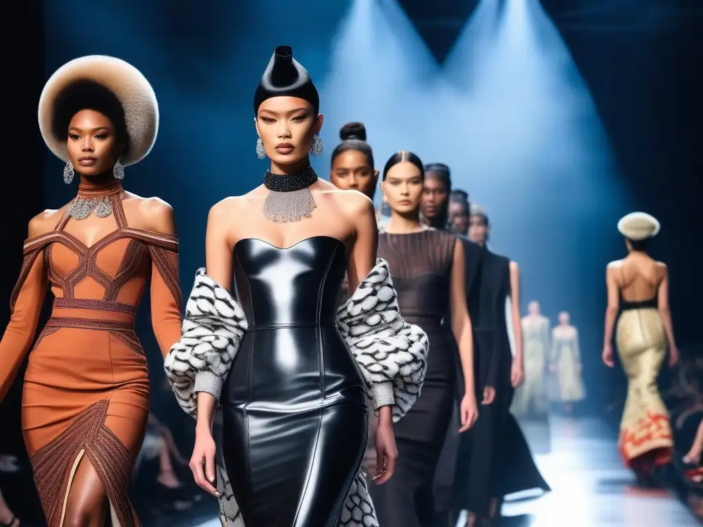 Desfile de moda diverso y vanguardista de Jean Paul Gaultier Desfile de moda con diversidad en la alta costura, modelos variados lucen diseños vanguardistas de Jean Paul Gaultier