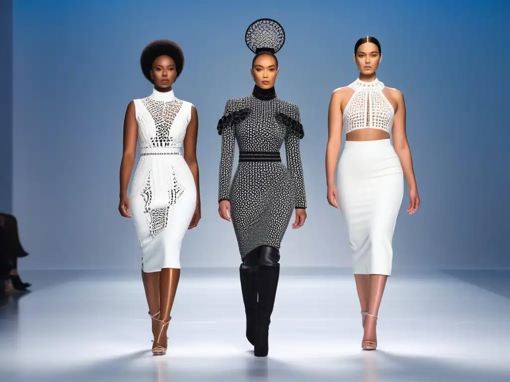 Desfile inclusivo de moda 3D: innovación y diversidad Desfile de moda 3D con diversidad de cuerpos, edades y etnias