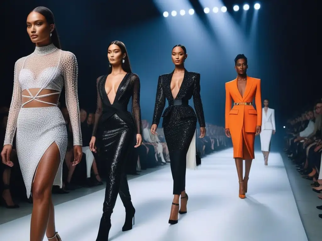 Diversidad y elegancia en pasarela de Givenchy Desfile de moda Givenchy con diversidad inclusiva de modelos desfilando con elegancia y poder