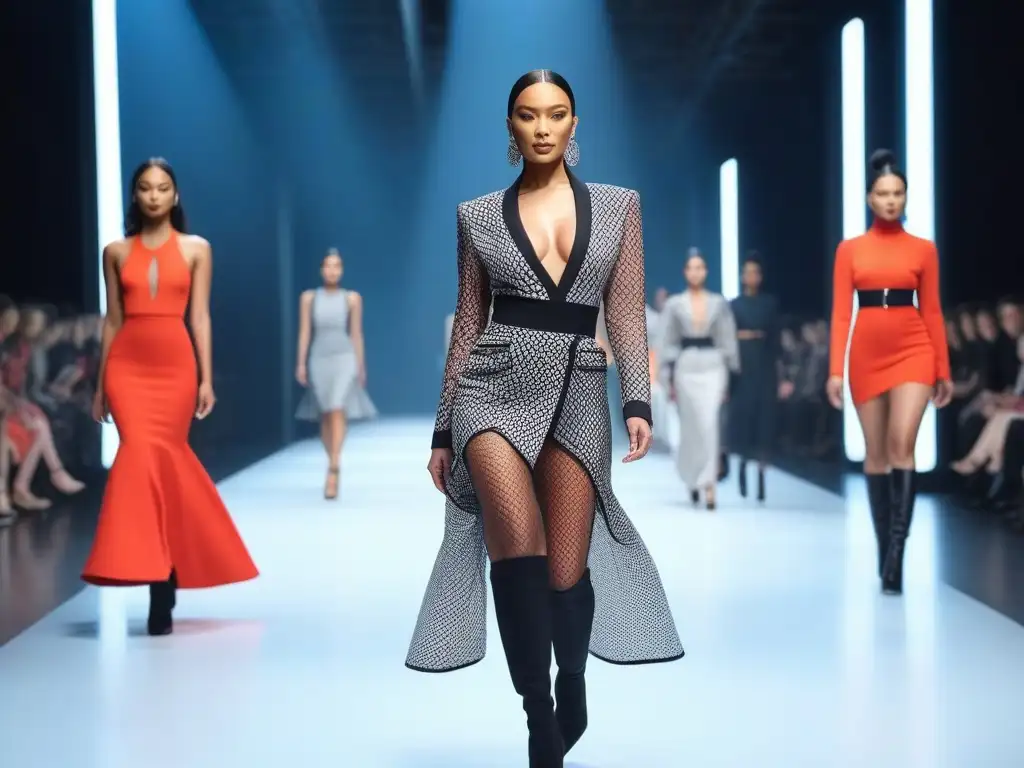 Diversidad en la Pasarela: Moda y Estilos Únicos en Alta Resolución Desfile de moda con diversidad de modelos en la pasarela luciendo diseños modernos