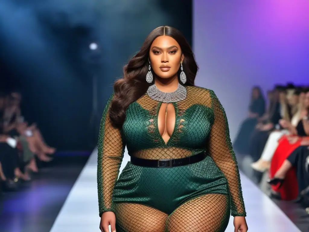 Desfile de moda plussize: diversidad y empoderamiento Desfile de moda plus size diversidad con modelos empoderadas y espectadores entusiastas en evento de alta gama