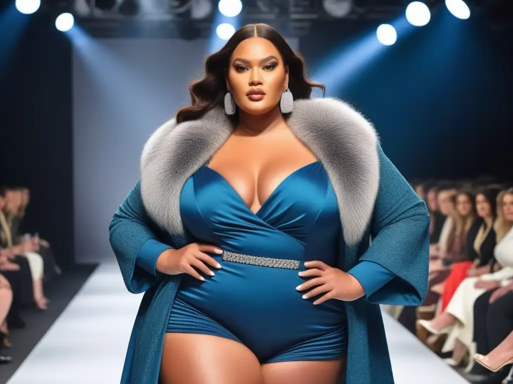 Desfile de moda plus size: Empoderamiento y diversidad Desfile de moda plus size diverso y empoderado con modelos seguras, luciendo diseños modernos e internacionales