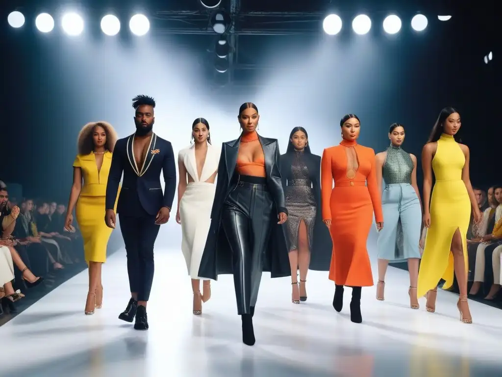 Desfile inclusivo de moda: diversidad y empoderamiento Desfile de moda diverso y inclusivo en un escenario moderno y elegante