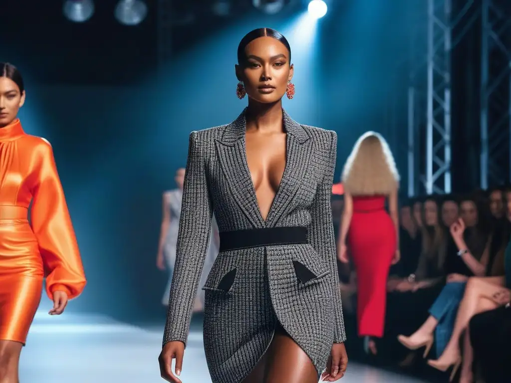Desfile de moda inclusivo con modelos diversos y empoderados Un desfile de moda diverso y inclusivo con modelos de diferentes etnias, cuerpos y habilidades, luciendo diseños únicos y elegantes