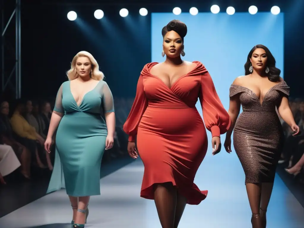 Desfile de moda plussize: celebrando la diversidad con estilo Un desfile de moda plus size diverso y lleno de estilo