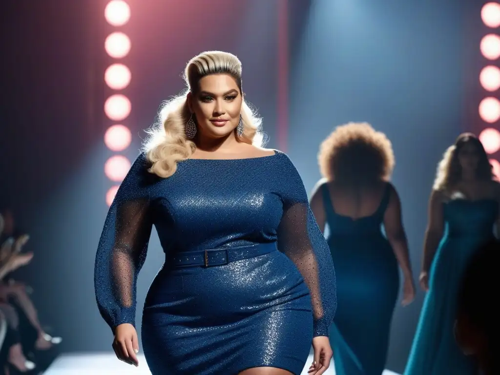 Desfile de moda plussize: Mujeres seguras y empoderadas Desfile de moda plus size empoderamiento femenino con mujeres confiadas y elegantes en la pasarela