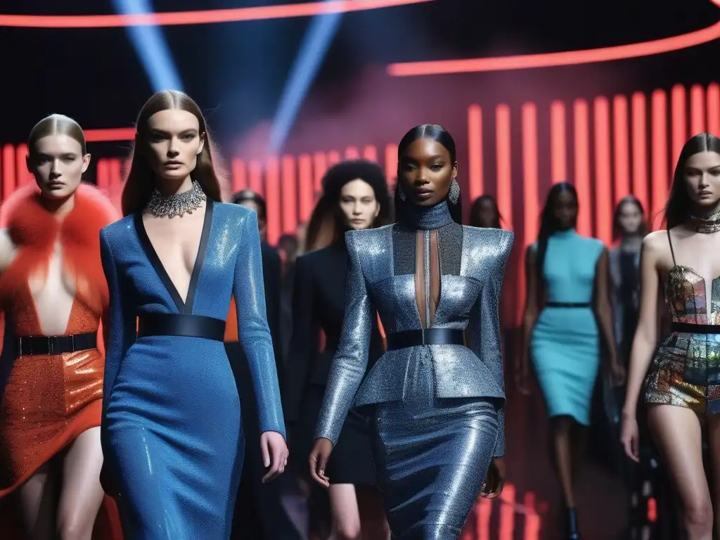 Desfile de moda futurista con diversidad y empoderamiento Desfile de moda futurista con diversidad de tallas, empoderamiento e innovación