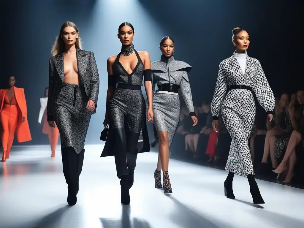 Desfile de moda inclusivo desafiando género Un desfile de moda sin género y diversidad con modelos desfilando con piezas innovadoras y atrevidas