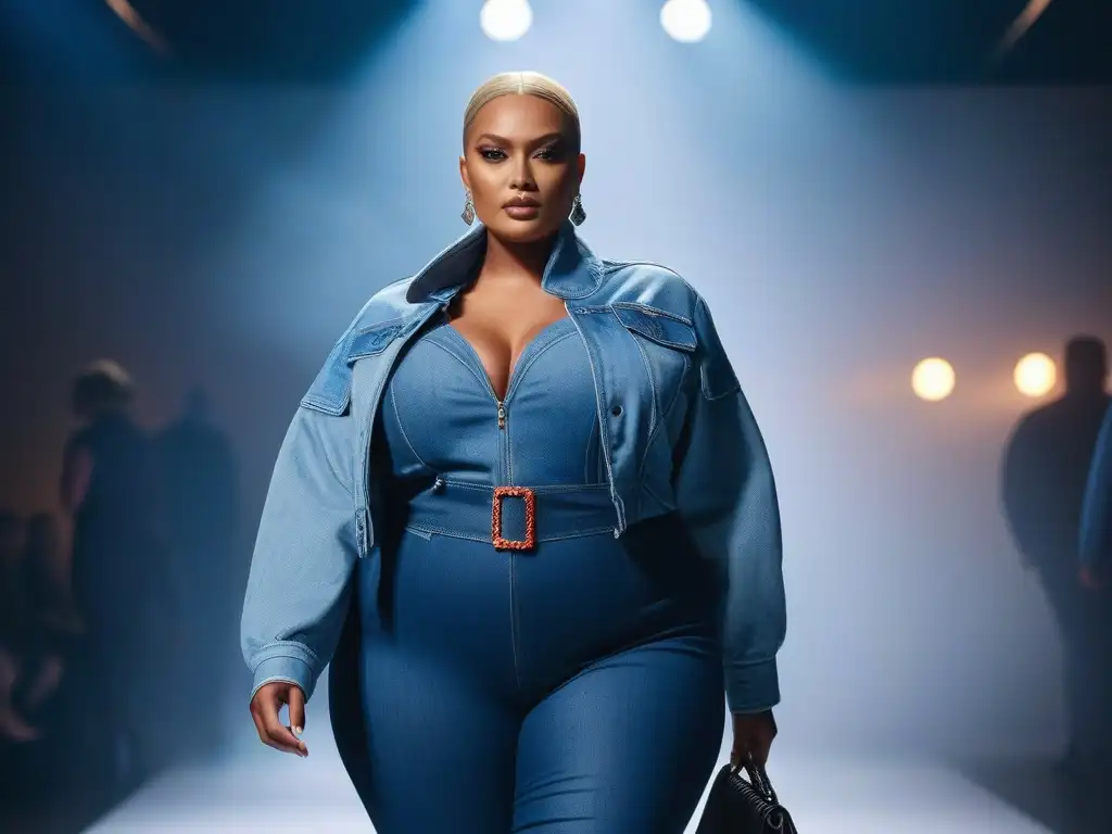Desfile de moda plus size: diversidad y estilo en alta resolución Desfile de moda con iconos plus size mostrando diversidad y confianza en la pasarela