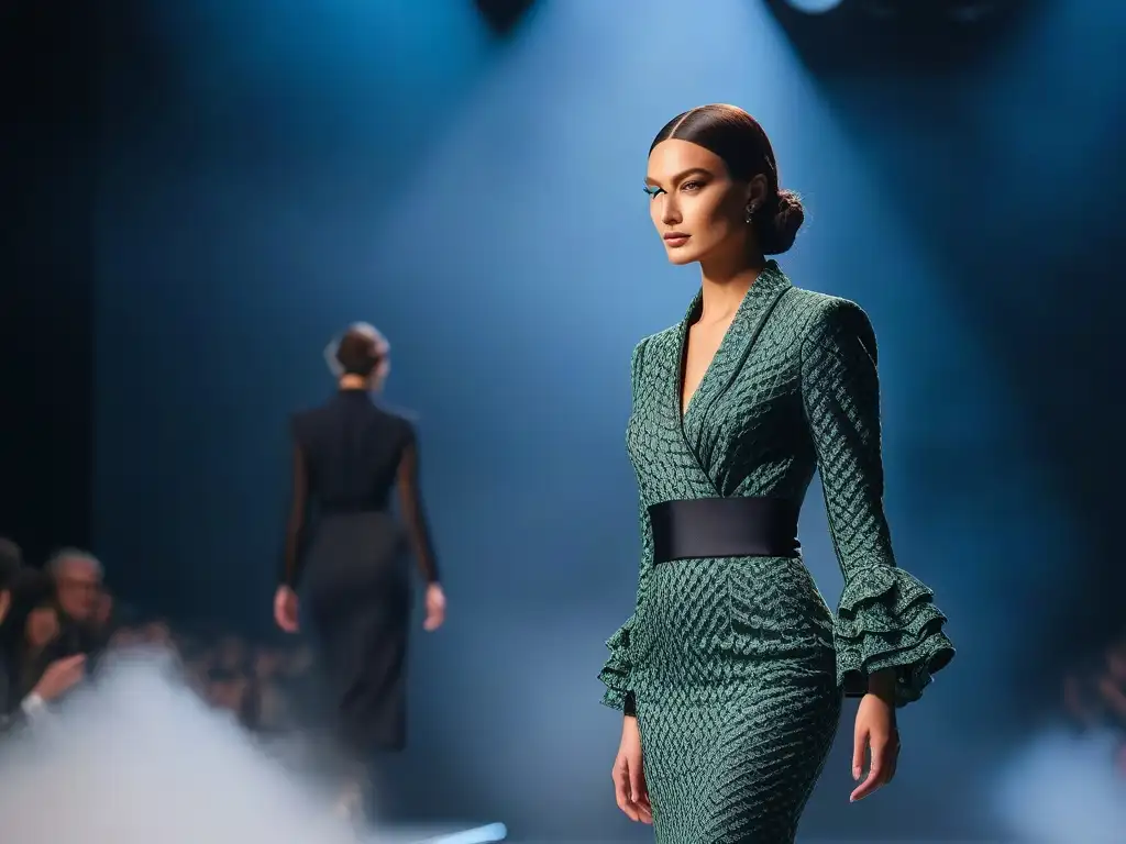 Desfile de moda inclusiva para mujeres altas: elegancia moderna Desfile de moda inclusiva para altos con diseños elegantes y sofisticados en una pasarela moderna