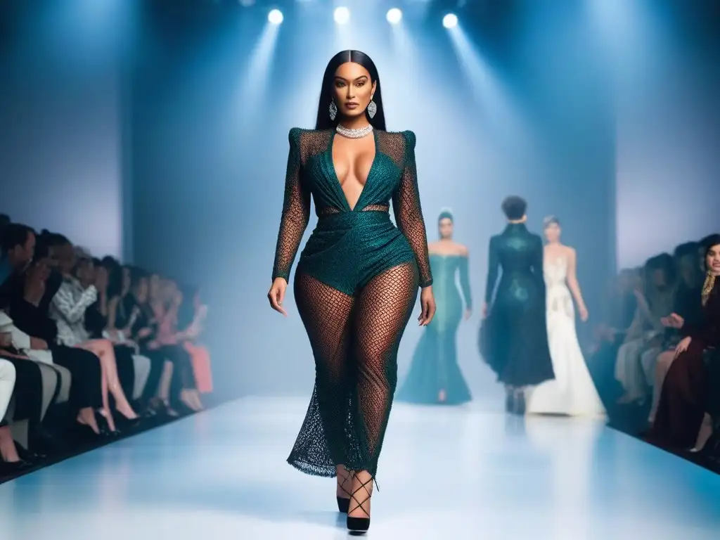 Desfile de moda inclusivo: diversidad, estilo y empoderamiento Desfile de moda inclusiva: autoestima y cuerpos diversos desfilan con estilo y confianza en una pasarela moderna y futurista