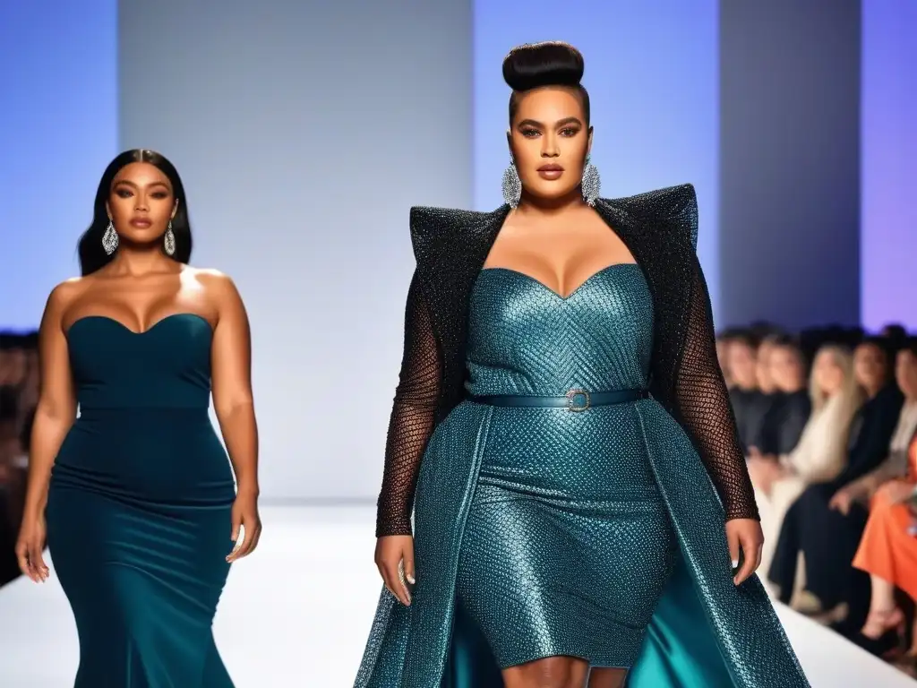 Desfile de moda inclusivo y empoderado con diversidad de estilos y belleza Desfile de moda inclusiva: autoestima y cuerpos diversos brillan en la pasarela, celebrando la diversidad con orgullo