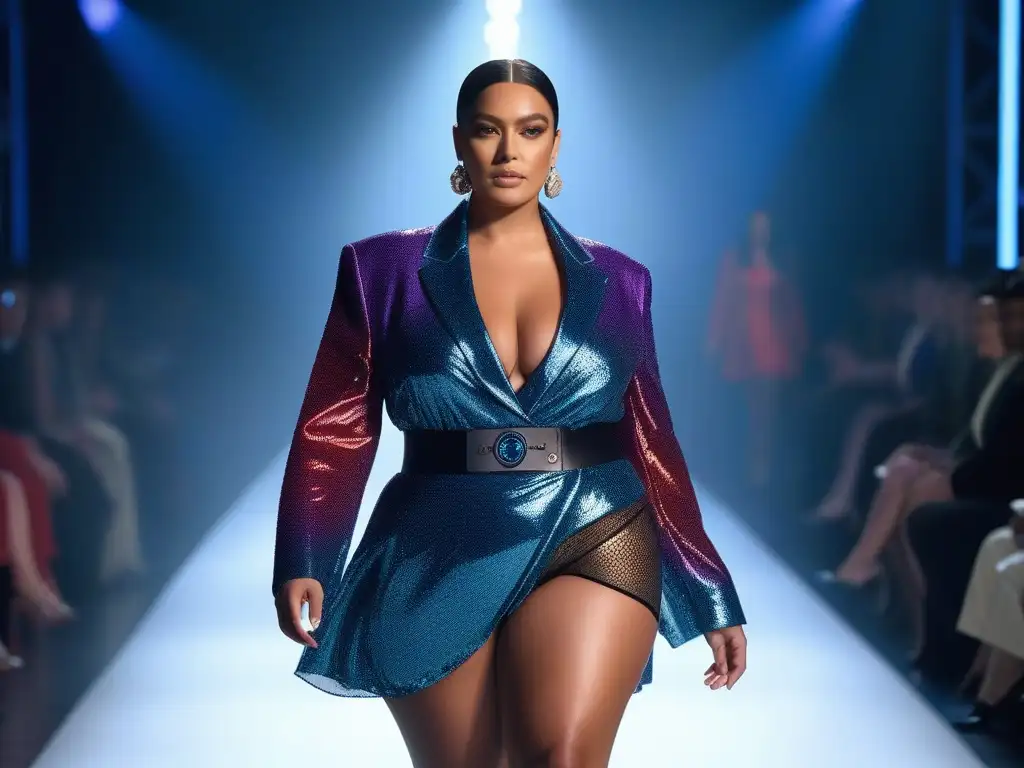 Desfile de moda inclusiva y empoderadora Un desfile de moda inclusiva y autoestima con personas diversas luciendo estilos únicos, empoderados y seguros de sí mismos en una pasarela vibrante