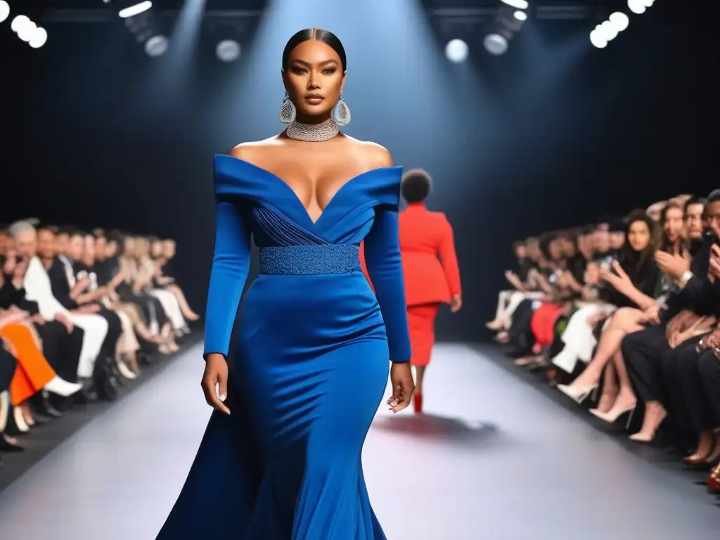 Desfile inclusivo: Celebrando la diversidad en la moda Desfile de moda inclusiva redefiniendo belleza con modelos diversos empoderados y espectadores aplaudiendo diversidad