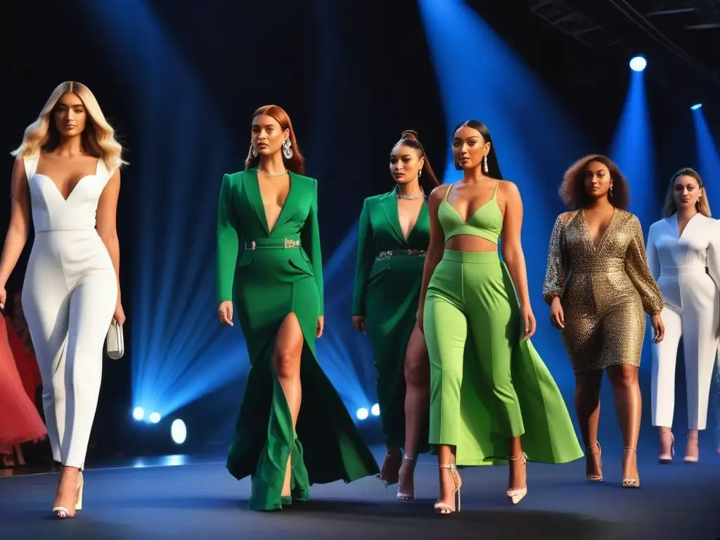 Desfile de moda inclusivo: belleza diversa en pasarela Desfile de moda inclusiva calidad y estilo con modelos diversos exhibiendo confianza y gracia única