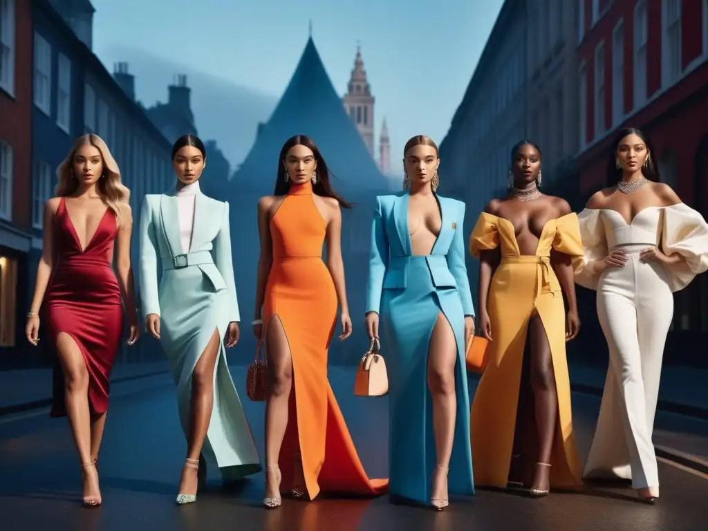 Diversidad y lujo: influenciadores de moda unidos en la ciudad Un desfile de moda inclusiva en la ciudad, con influencers y modelos de diferentes culturas y cuerpos, vestidos con lujo