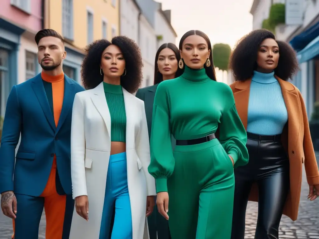 Moda inclusiva: diversidad y estilo en la ciudad Un desfile de moda inclusiva nicho en la ciudad: personas diversas lucen prendas únicas y modernas, irradiando empoderamiento y autenticidad