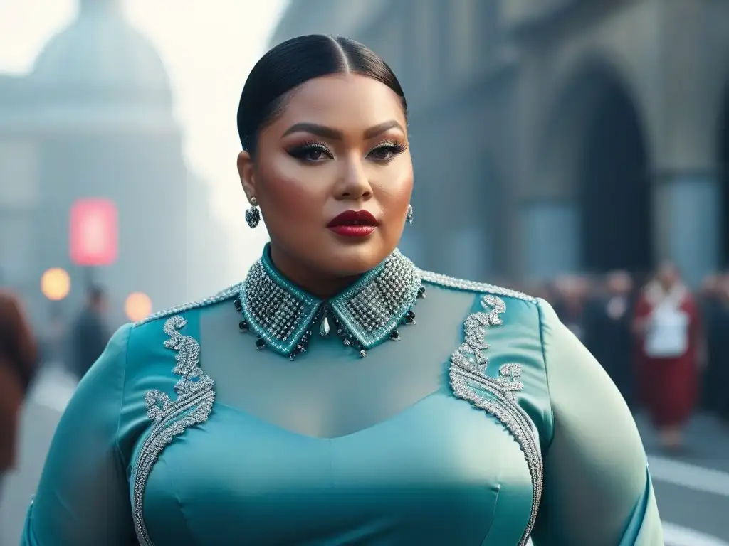 Desfile inclusivo: moda plussize en ciudad futurista Desfile de moda inclusiva para todos los cuerpos, modelos de diferentes etnias lucen confianza y estilo en la pasarela futurista