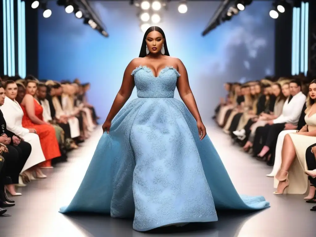 Desfile de moda inclusivo: modelos de tallas grandes lucen alta costura Desfile de moda inclusiva para todos los cuerpos con modelos plus size deslumbrantes en pasarela