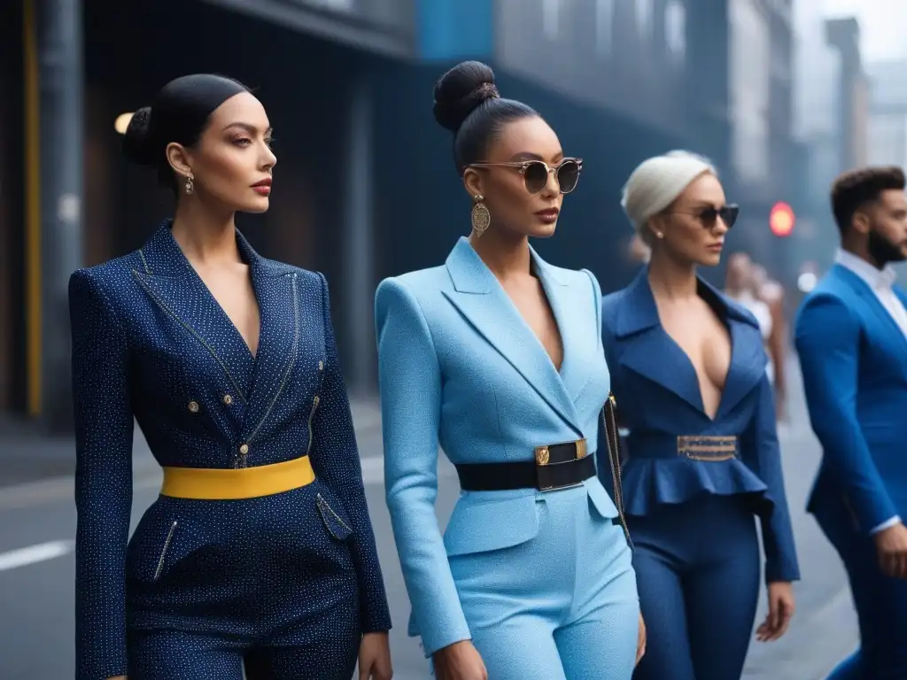 Desfile de moda inclusivo y vibrante: Celebrando la diversidad de cuerpos con estilo y confianza Desfile de moda inclusiva para todos los cuerpos, con modelos confiados luciendo outfits de alta moda en la ciudad