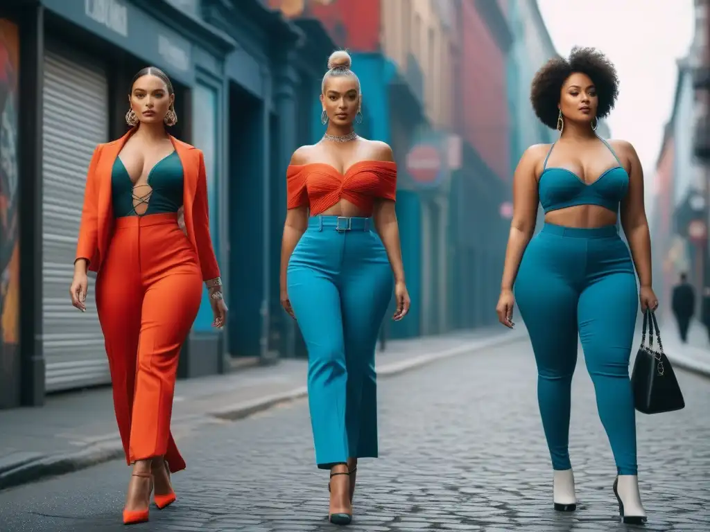Pasarela urbana: Celebrando la diversidad de cuerpos con estilo Desfile de moda inclusiva para todos los cuerpos en la ciudad con modelos diversos y seguros de sí mismos, luciendo estilos trendy