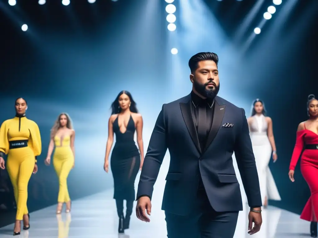 Desfile inclusivo: moda para todos los cuerpos Desfile de moda inclusiva para todos cuerpos: influencers diversos desfilan con confianza en una pasarela futurista iluminada