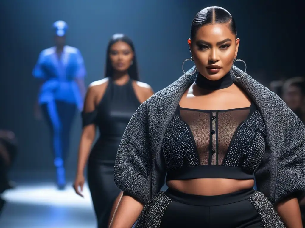 Desfile inclusivo: diversidad y empoderamiento en la moda Desfile de moda inclusiva para todos cuerpos, diversidad y empoderamiento en la pasarela futurista