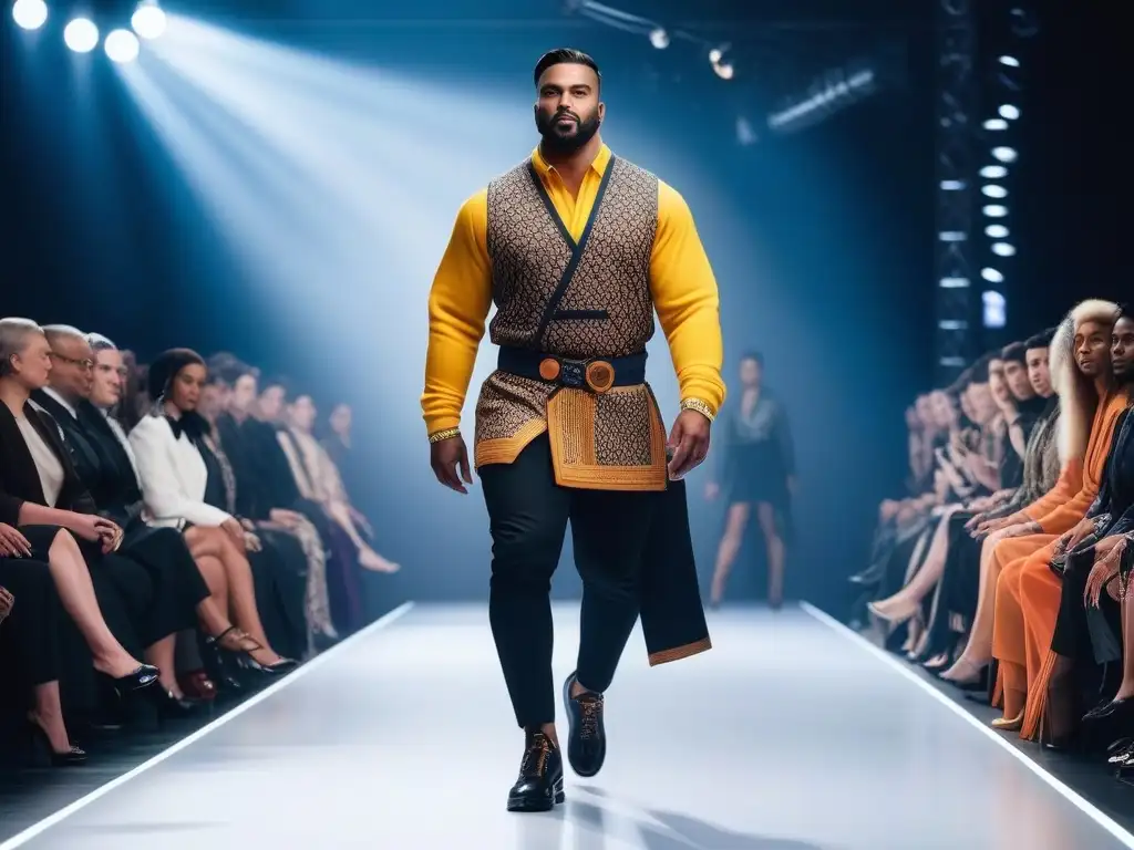 Desfile inclusivo: moda diversa y empoderamiento Desfile de moda inclusiva para todos cuerpos, con modelos diversos luciendo estilos únicos en una pasarela moderna y brillante