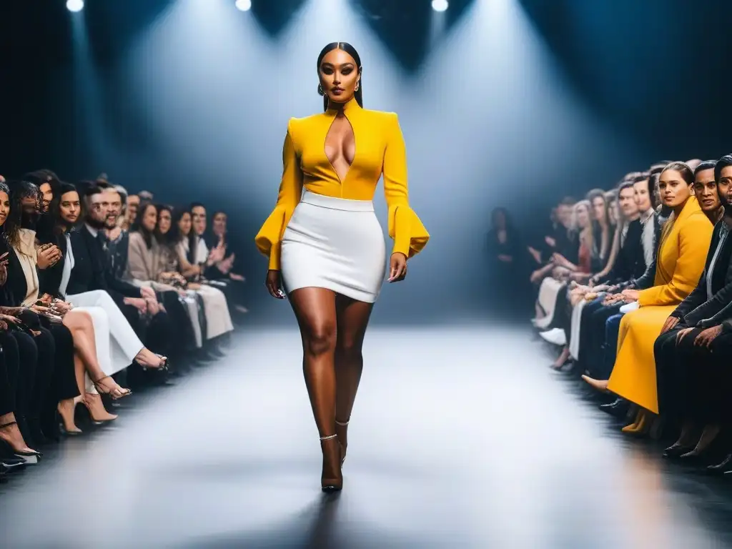 Pasarela de diversidad: moda inclusiva y empoderamiento Un desfile de moda inclusiva para todos cuerpos, con modelos diversos caminando con confianza en pasarela