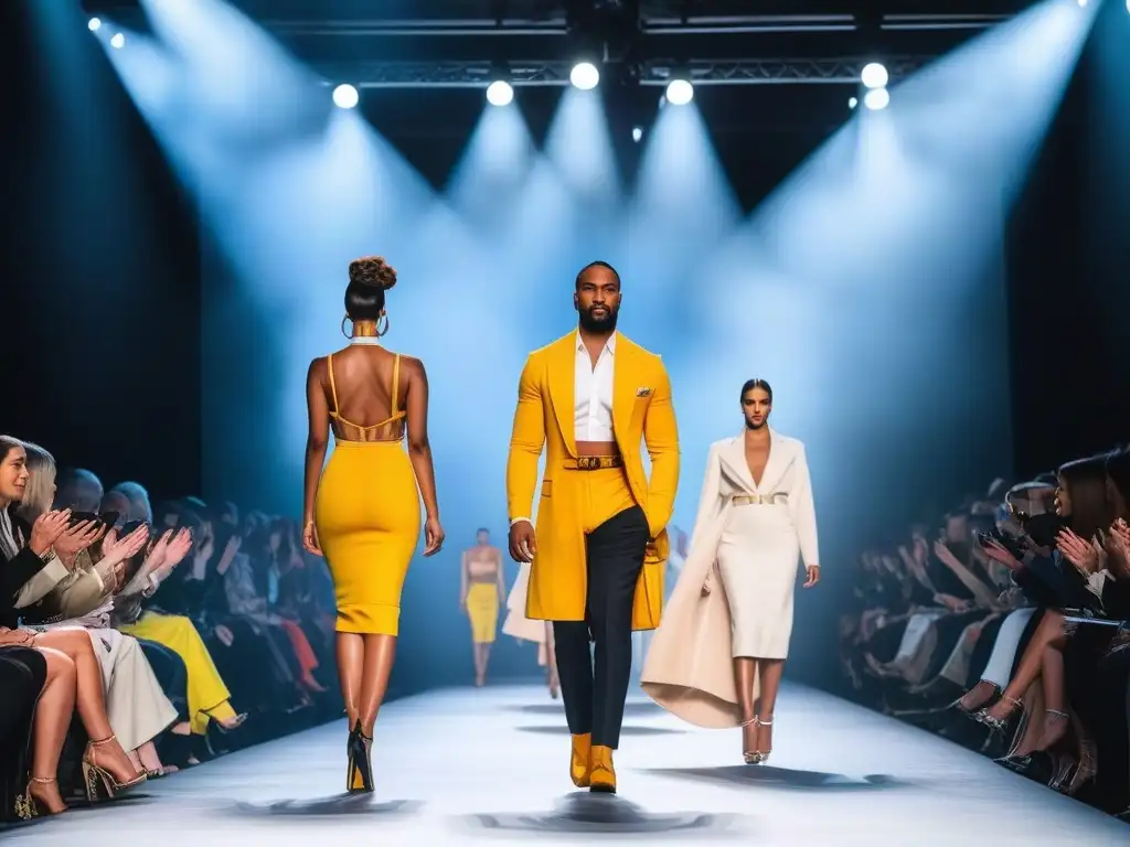 Desfile inclusivo: diversidad y estilo en la pasarela Desfile de moda inclusiva para todos cuerpos con diversidad de modelos en una pasarela moderna y vibrante
