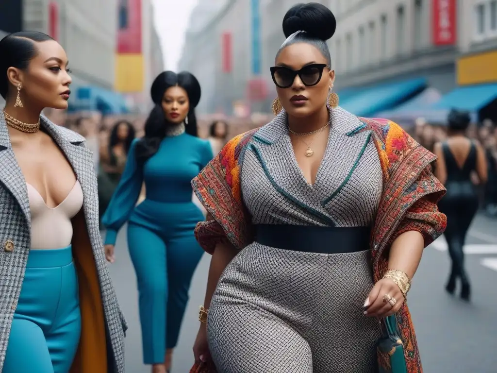 Desfile de moda inclusivo y vibrante en la ciudad Desfile de moda inclusiva con cuerpos diversos y aceptación en la ciudad