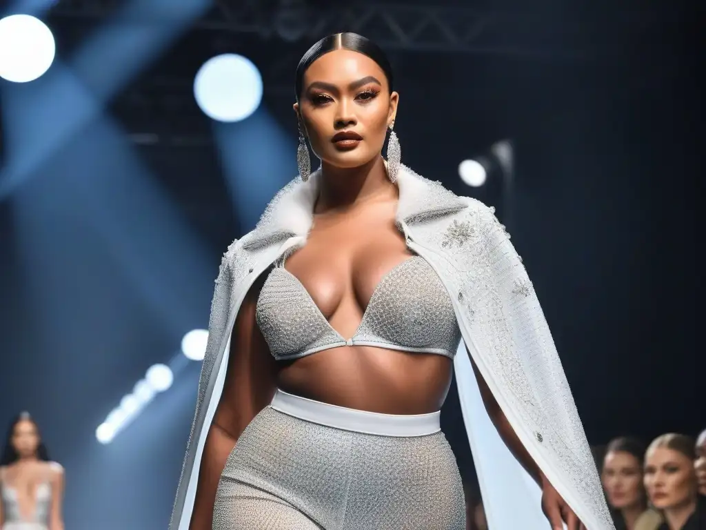 Desfile de moda inclusivo y empoderado en pasarela de alta costura Desfile de moda inclusiva con cuerpos diversos exudando aceptación y confianza en pasarela de alta costura