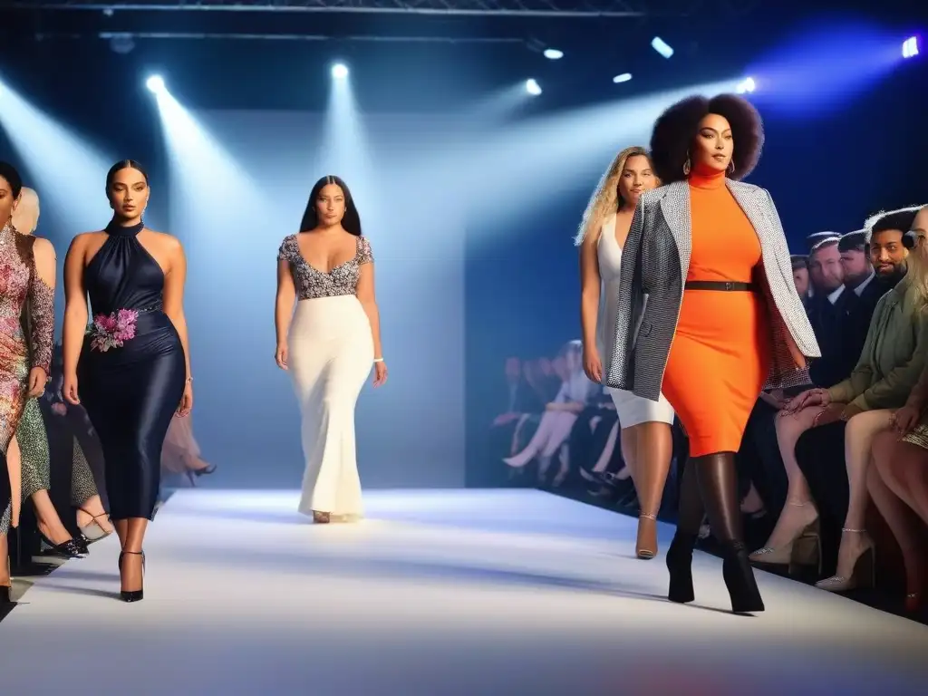 Desfile de moda inclusiva: diversidad en la pasarela Desfile de moda inclusiva para todos cuerpos, modelos diversos exhiben confianza y empoderamiento en la pasarela
