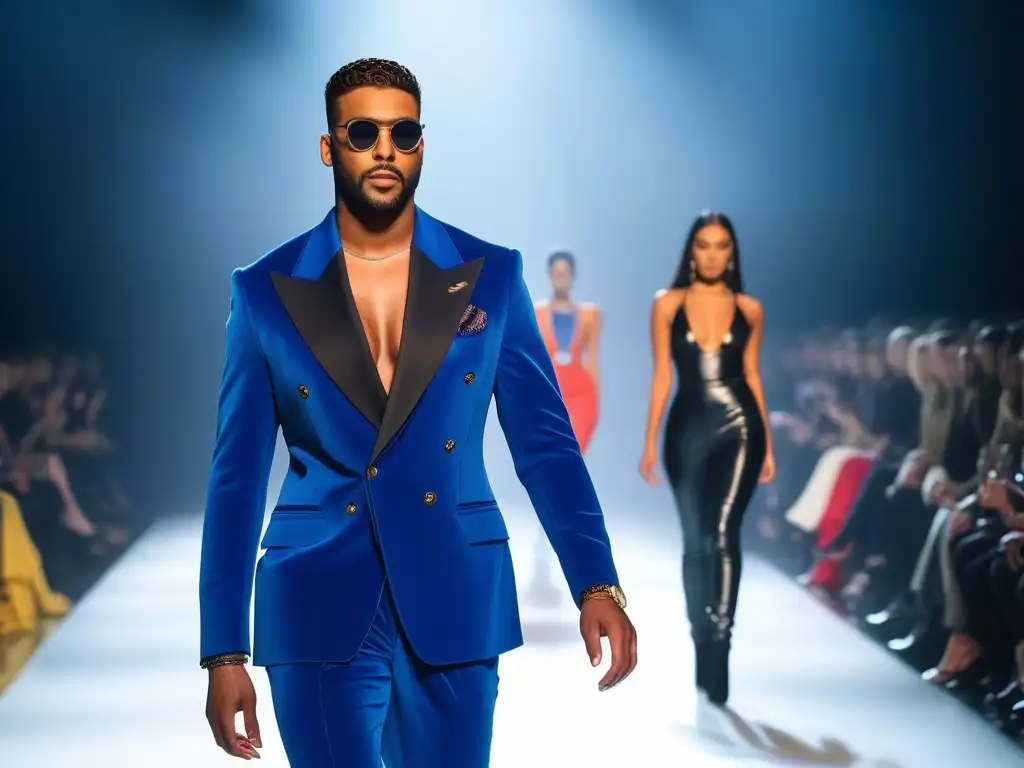 Desfile inclusivo: moda diversa y empoderada en pasarela Desfile de moda inclusiva para todos cuerpos con modelos diversos en una pasarela futurista y elegante