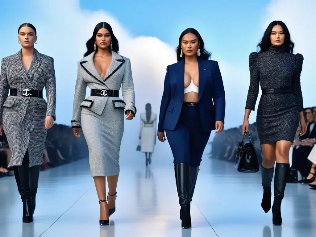 Desfile Chanel: Belleza inclusiva de todos los cuerpos Un desfile de moda inclusiva para todos cuerpos con modelos seguras y estilosas, representando la diversidad y belleza en Chanel